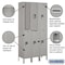 Salsbury Industries Wardrobe Locker, 36" W, 12" D, 78" H, (3) Wide, (6) Openings, Gray 62362GY-U - alternate 2